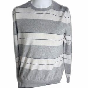 Eleventy Gray and Cream Striped Sweater Size Medium